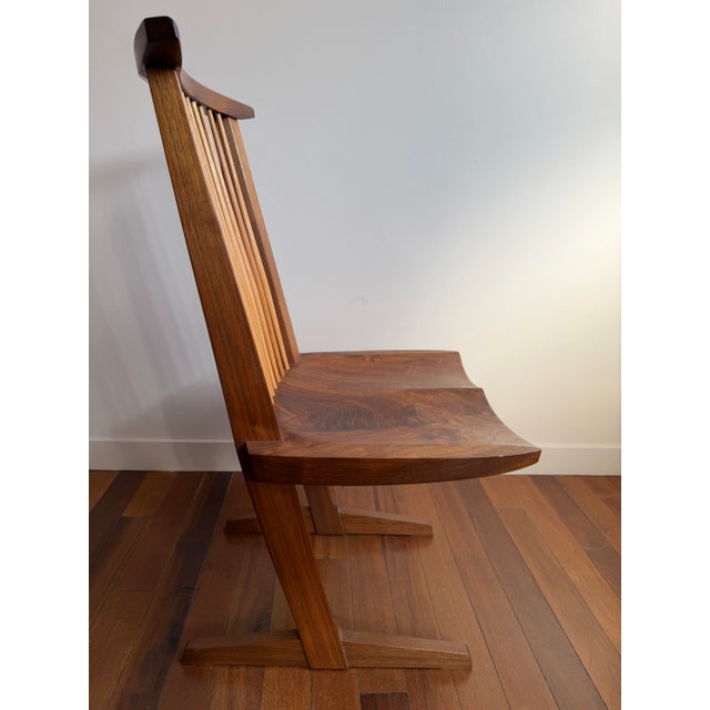 Mira Nakashima 2000 Nakashima Woodworkers Conoid Chair in Figured Black Walnut & Hickory, Signed/Inscribed For Sale - Image 4 of 7