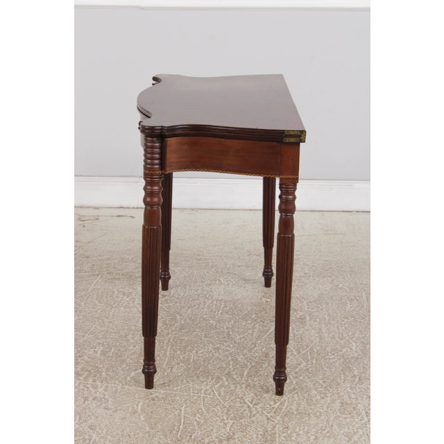 Traditional Antique 19th Century Mahogany Inlaid Flip Top Game Table For Sale - Image 3 of 16