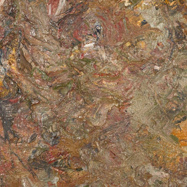 Andy Miller (American, b. 1950), Abstract Composition, Oil on Canvas, impasto details, cool green with ochre and cool red...