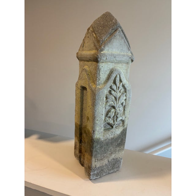 Stone Vintage Gothic Revival Cast Stone Pier Finial / Architectural Salvage Post Cap - 16" For Sale - Image 7 of 10