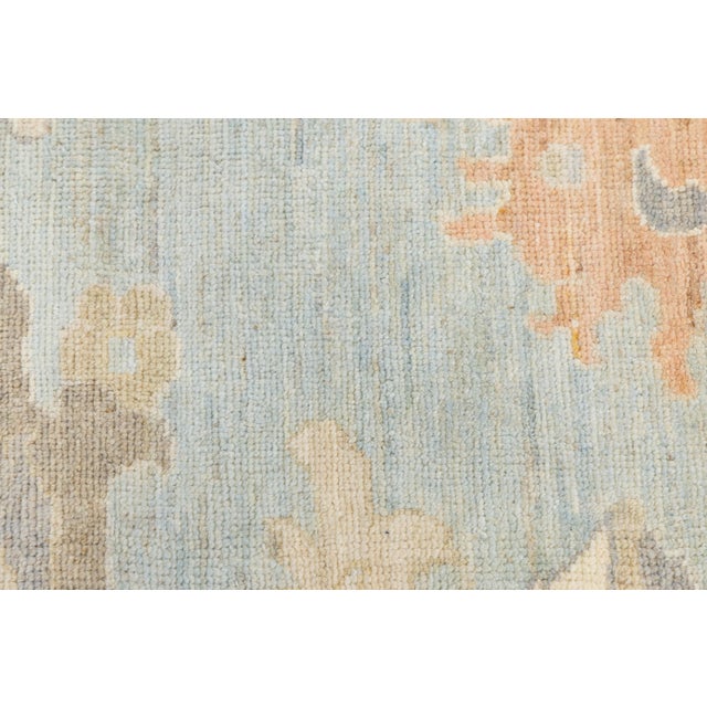 12x15 Modern Oushak Hand-Knotted Wool Area Rug – Soft Blue & Muted Earth Tones For Sale - Image 9 of 11
