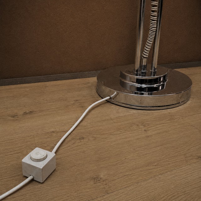 Vintage Italian Space Age Floor Lamp in Chrome and Glass, 1970s For Sale - Image 13 of 17