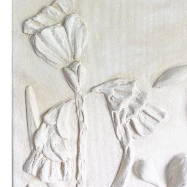 Plaster Botanical Flower Wall Art – Bas Relief by Tatiana Duperault Plaster Wabi Sabi Japandi Decor Modern Textured Artwork For Sale - Image 4 of 8