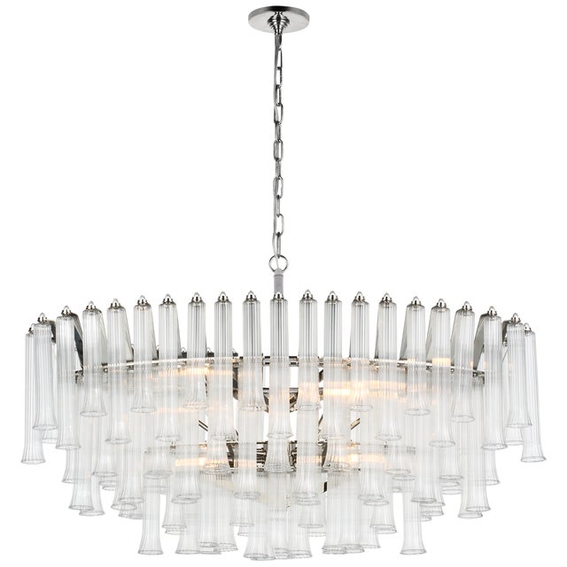 Julie Neill for Visual Comfort Signature Lorelei X-Large Oval Chandelier in Polished Nickel with Clear Glass For Sale