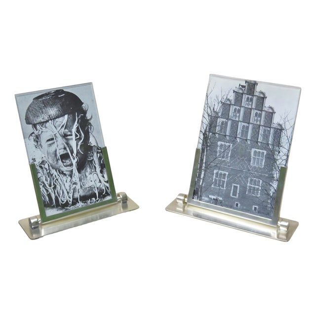 Art Deco Matte Silver-Plated Picture Frames from WMF, 1930s, Set of 2 For Sale