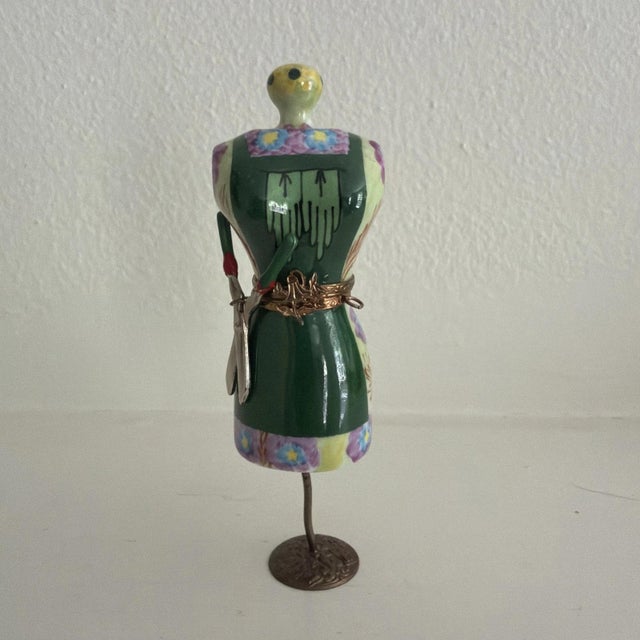 Ceramic Lovely Chanille Limoges Gardening Mannequin / Dress FormTrinket Box - Two Piece Plus Shears (Retired Piece) For Sale - Image 7 of 7