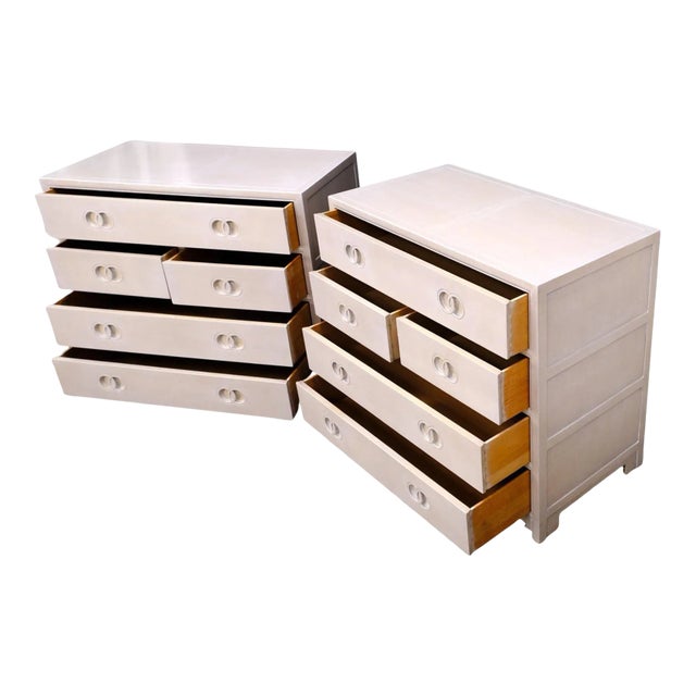 Pair of Bleached 5 Drawers Bachelor Chests by Baker For Sale