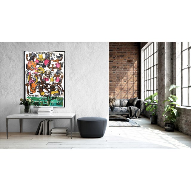 Brown Large Colorful Mixed Media Painting on Canvas "The Emotional Cowboy" Original Artwork by Jonas Fisch For Sale - Image 8 of 10