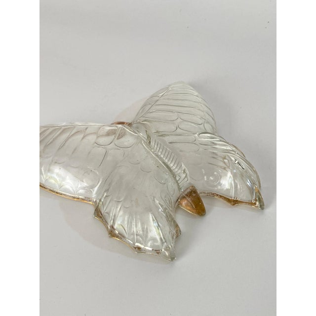 Glass Butterfly Ashtray or Vide Poche with Gilt Decor Pattern, 1980s For Sale - Image 6 of 9