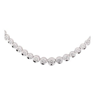 3 Carat Graduated Thick Bezel Diamond Platinum Tennis Necklace For Sale