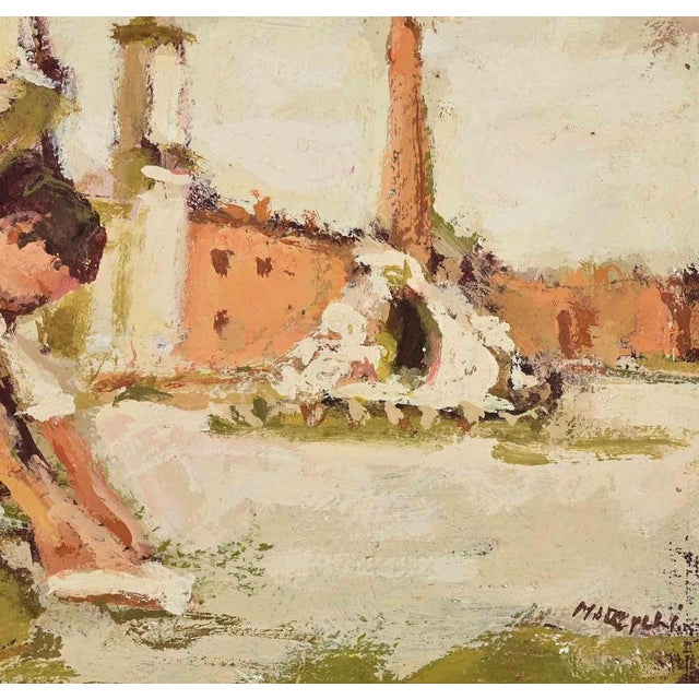 Modern Franco Marzilli, Ballerina in Piazza Navona, Oil Painting, 1970s For Sale - Image 3 of 5