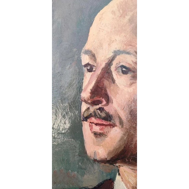 Georges Darel, Portrait of a Mustache Man, 1929, Oil on Canvas, Framed For Sale - Image 4 of 10