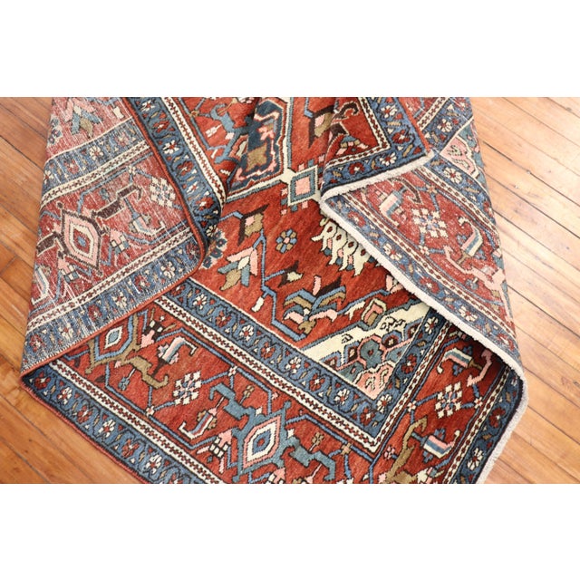 Textile Antique Zabihi Collection Traditional Persian Heriz Serapi Rug For Sale - Image 7 of 9