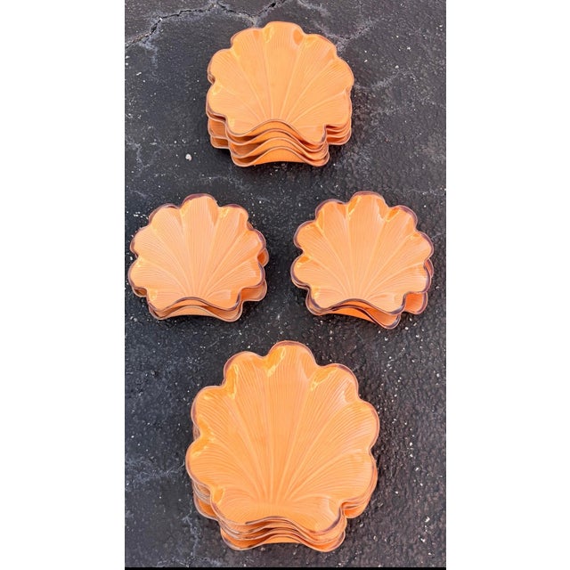 Vintage Italian Costal Clam Shell Extra Large Plates Hand Painted - Set of 12 For Sale - Image 11 of 12