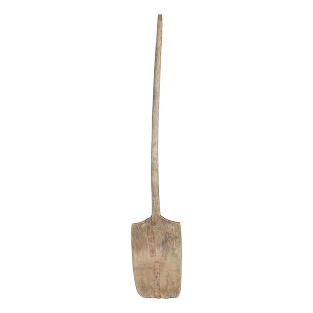 Antique 19th Century Primitive Wooden Farmhouse Grain Malt Shovel 58" For Sale