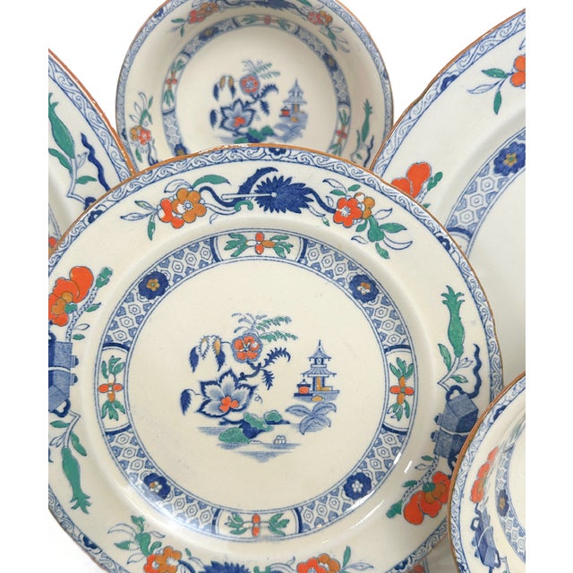 Paint Antique Mason's Ironstone English Chinoiserie Dinnerware - Set of 18 For Sale - Image 7 of 13