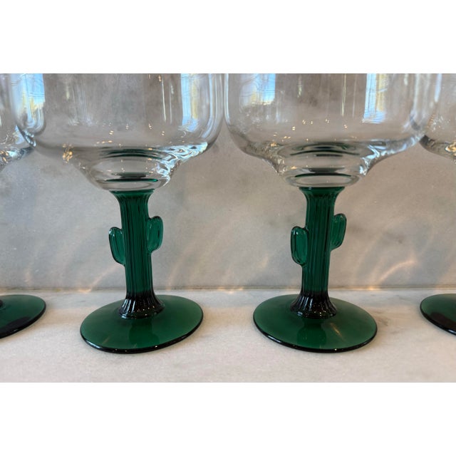 Glass Set of 4 Vintage Libbey Cactus Margarita Glasses For Sale - Image 7 of 9