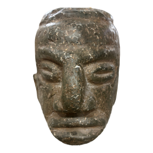 18th Century Pre-Columbian Basalt Trophy Head