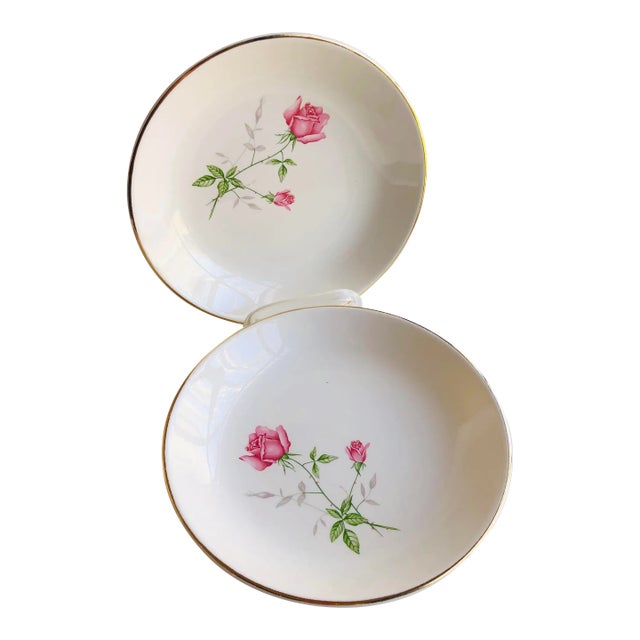 Midcentury Pink Rose Bowls- Set of 2 For Sale