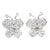 14K Solid White Gold Natural Diamond Cluster Butterfly Stud Earring For Sale