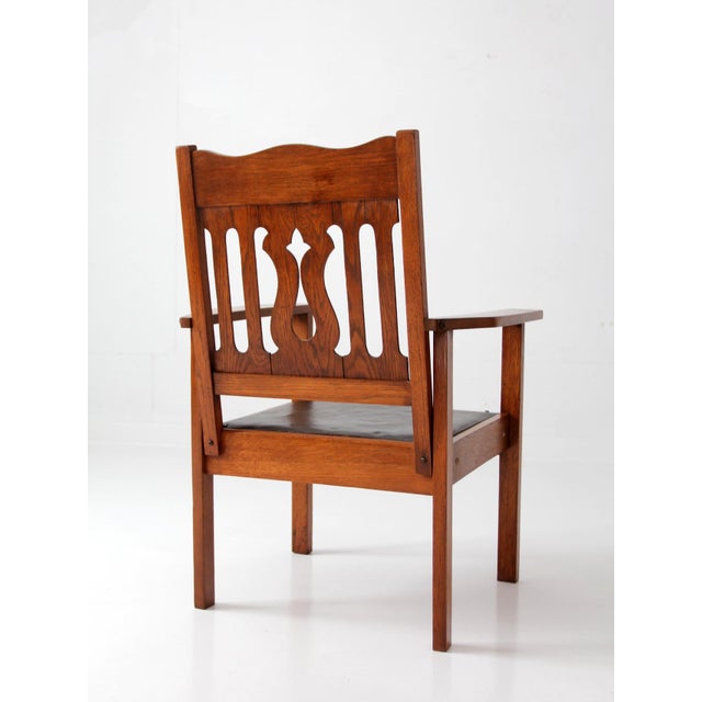 Antique Arts and Crafts Mission Oak Armchair For Sale - Image 6 of 14