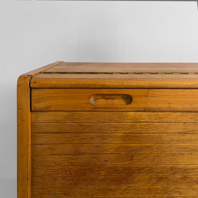 Mid-Century Modern German Archive Cabinets in Wood with Shutter Opening, 1940s, Set of 2 For Sale - Image 14 of 18