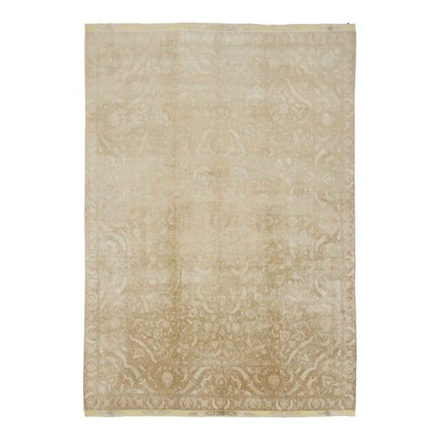 Oversized Antique Persian Tabriz Rug, Ethereal Medallion in Beige - Rug & Kilim For Sale