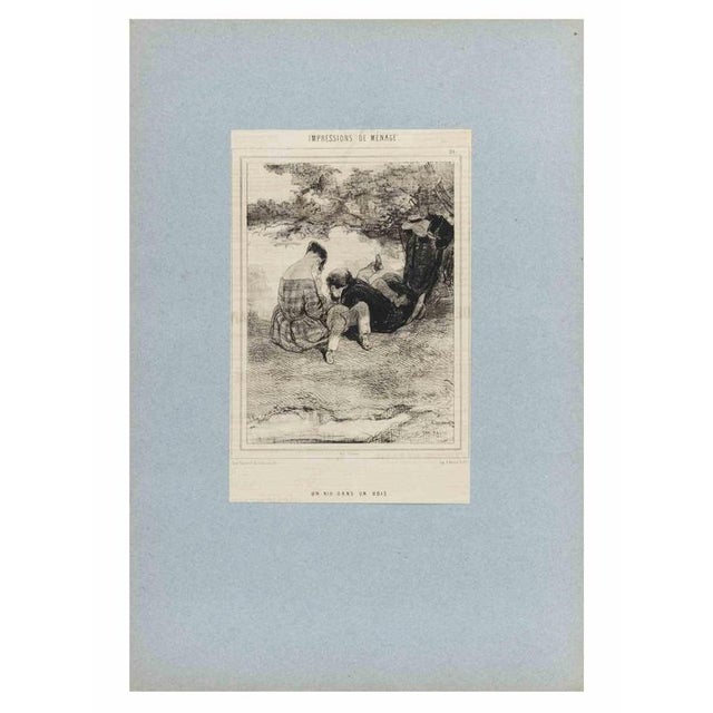Lithograph on paper. Plate 28 of the Series "Impressions de Ménage". An original nineteenth-century lithograph by the...