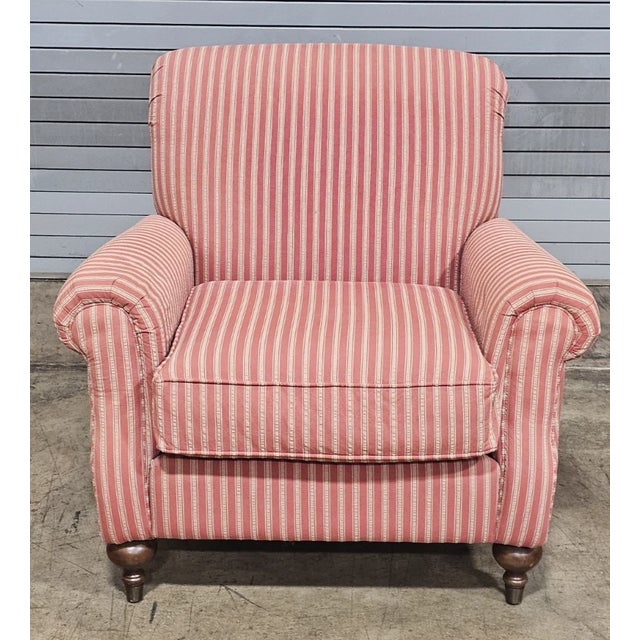 Traditional Late 20th Century Bloomingdale's Brownstone East Armchair and Matching Ottoman and Throw Pillows For Sale - Image 3 of 15