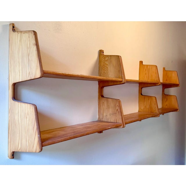 Mid Century Scandinavian Modern Modular Pine Wall Shelf For Sale - Image 9 of 12