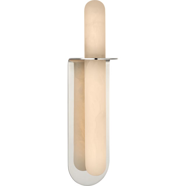 Kelly Wearstler for Visual Comfort Signature Fosse 18" Invertable Offset Oval Sconce in Polished Nickel with Alabaster For Sale In Houston - Image 6 of 12