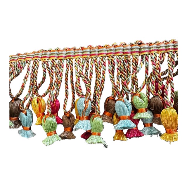 Kenneth Meyer Designer Tassel Fringe Trim Multicolor Drapery Upholstery For Sale
