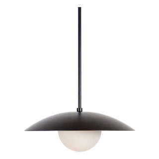 Dome Pendant Light, Black, 65.25in H, 5 Inch Glass Globe, by Research.Lighting, Modern, Minimal Hanging Light For Sale