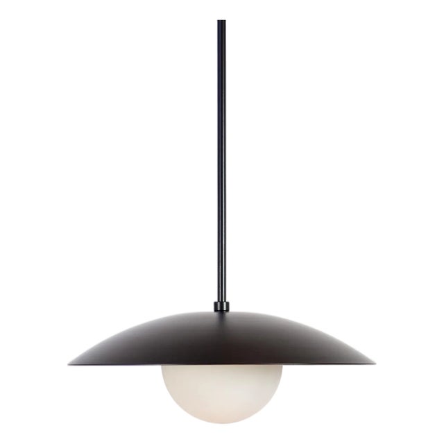 Dome Pendant Light, Black, 65.25in H, 5 Inch Glass Globe, by Research.Lighting, Modern, Minimal Hanging Light For Sale