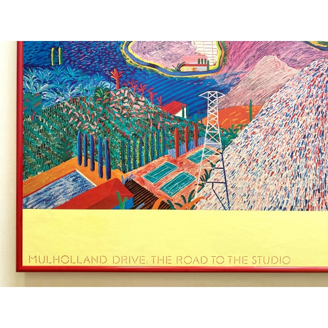 David Hockney Vintage 1980 " Mulholland Drive : Road to the Studio " Collotype Print Large Framed Pop Art Museum Poster For Sale In Kansas City - Image 6 of 13