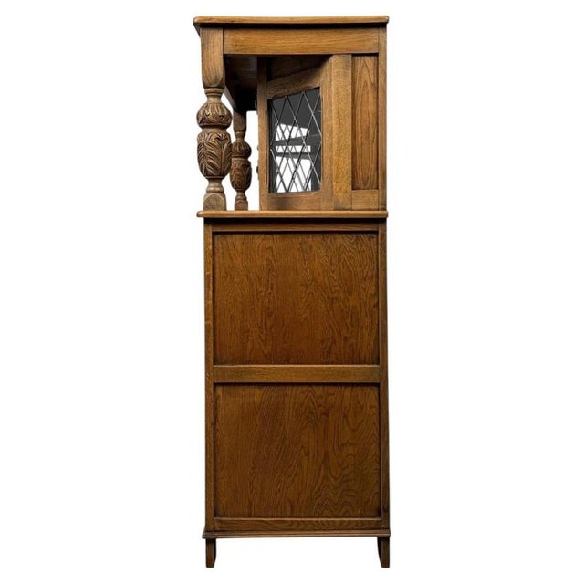 Antique English Golden Oak Court Cabinet, 1900s For Sale - Image 12 of 13
