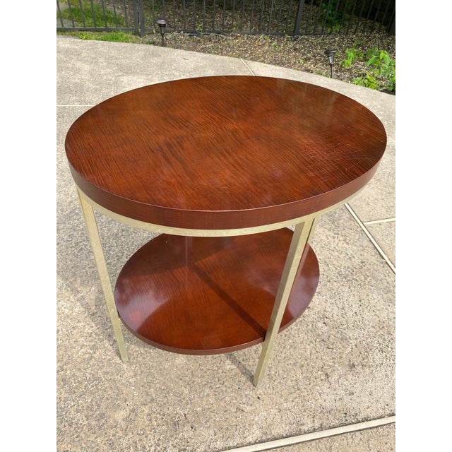 2000's Baker Furniture Sycamore Wood With Silver Leaf Accent Table Chairish