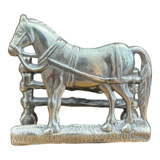 Vintage English Brass Horse Letter Rack For Sale