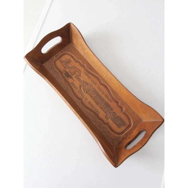 Vintage Carved Wood Farmhouse Tray For Sale - Image 10 of 11