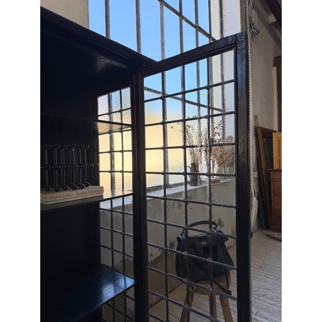 Antique Black Bamboo Glass-Fronted Bookcase, 1900s For Sale - Image 18 of 18