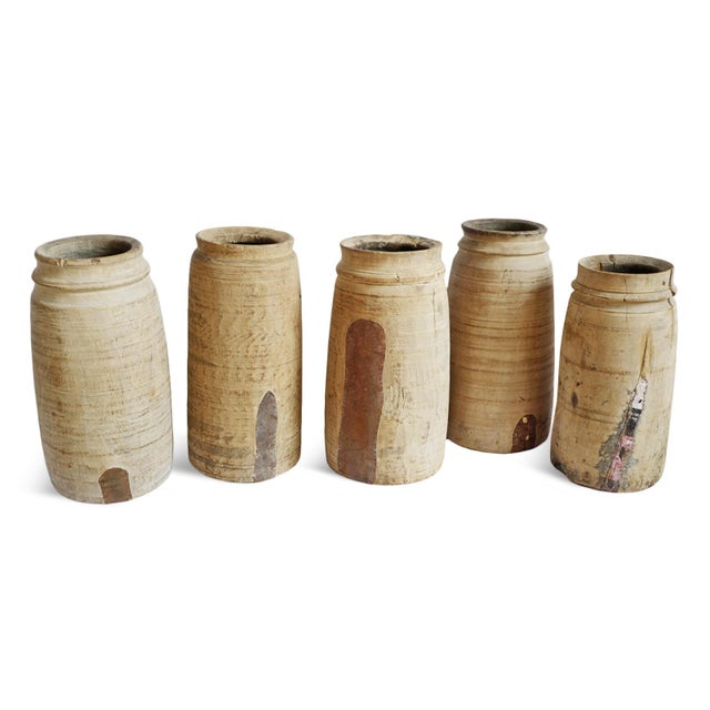 Antique Old Indian Lassi Rustic Wood Pot For Sale - Image 4 of 5