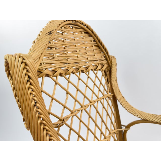 Vintage French Rattan Children’s Chair, 1950s For Sale - Image 9 of 15