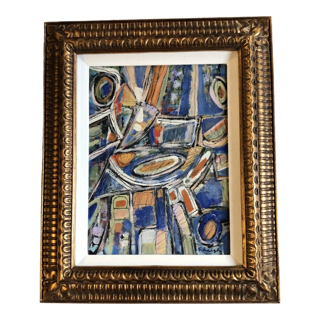 Original Contemporary Stephen Heigh Abstract Painting "What It Is What It Isn"t " Vintage Frame For Sale