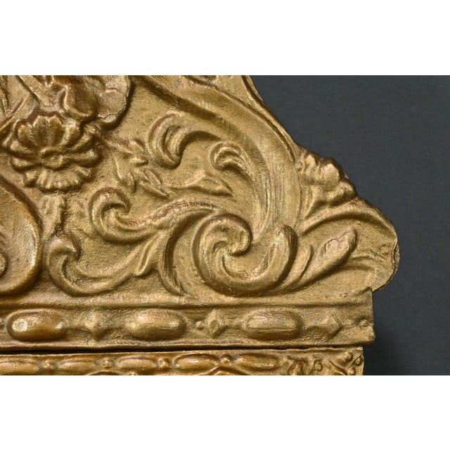 Metal Small Mirror with Parcloses in Repoussé Brass 1900 For Sale - Image 7 of 16