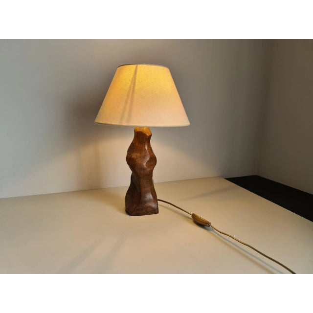 1950s Mid-Century Brutalist Elm Stump Lamp, France, 1960s For Sale - Image 5 of 11