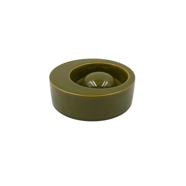 Green Mid-Century Green Ceramic Ashtray, Sicart Italy 1969 For Sale - Image 8 of 12