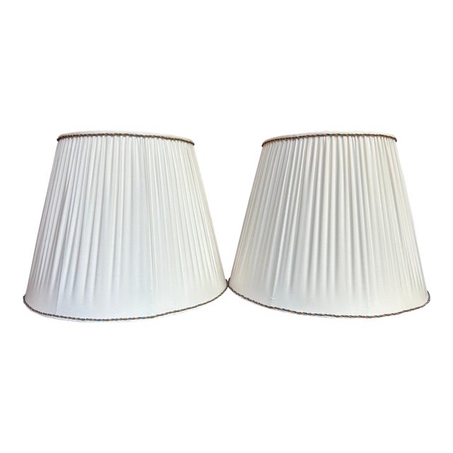 Pair of Pleated Silk Lampshades For Sale