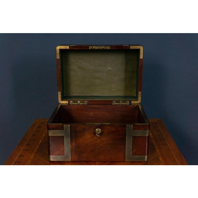 Wood Antique Casket Box in Brass and Mahogany For Sale - Image 7 of 12