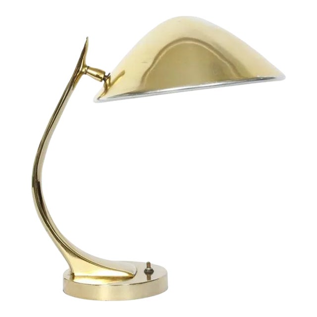 Maurizio Tempestini for Laurel Adjustable Bright Brass Desk Lamp, 1960s For Sale