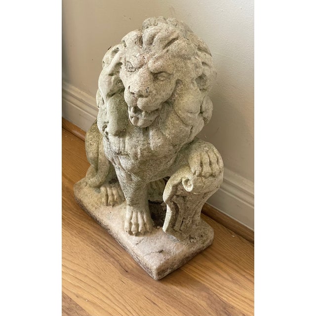 Antique Concrete Garden Lion Sculpture For Sale - Image 4 of 5